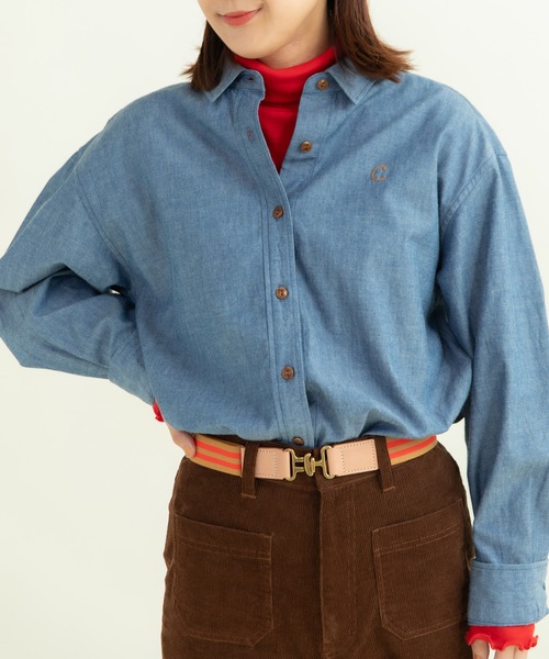 CHILD WOMAN（チャイルドウーマン）の「インディゴシャンブレー チェーン風刺繍シャツ（シャツ/ブラウス・レディース・ブルー・FREE）」の2枚目の写真