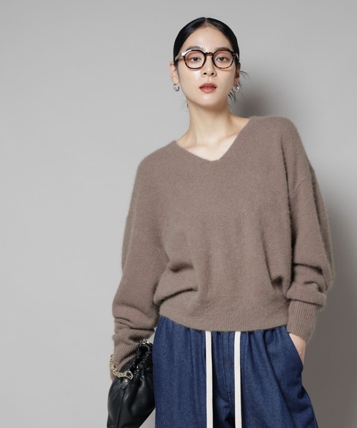 セール】ウォッシャブルフォックスVネックニットプルオーバー（ニット