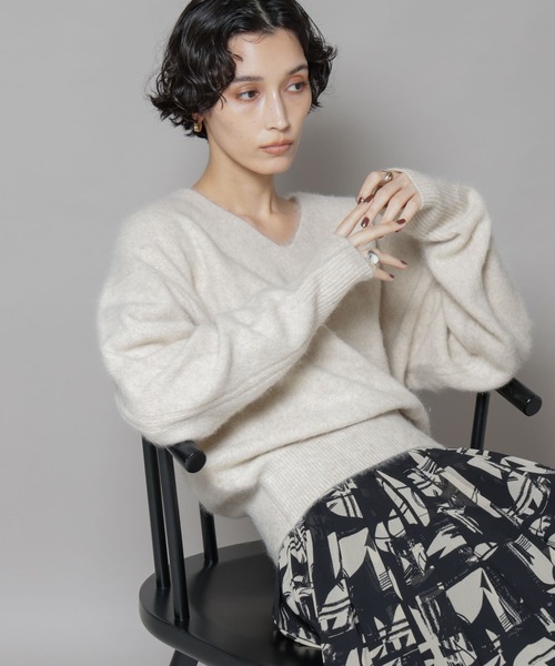 セール】ウォッシャブルフォックスVネックニットプルオーバー（ニット