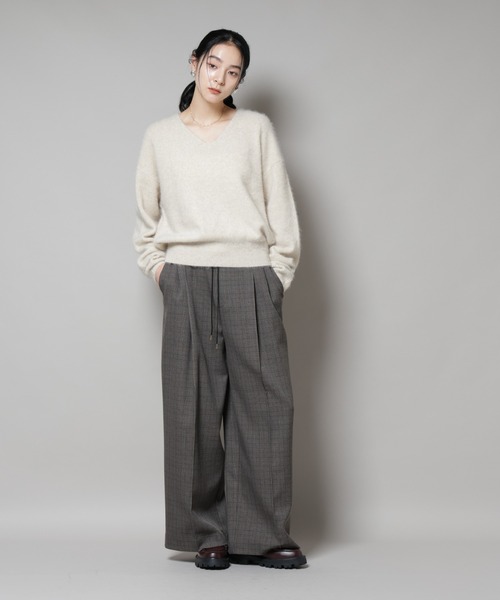 NANO universe Vネックニットセーター アイボリー セール】モヘヤブレンド起毛Vネックニット（ニット/セーター）｜NANO