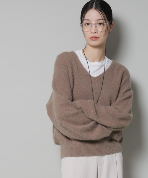 セール】ウォッシャブルフォックスVネックニットプルオーバー（ニット