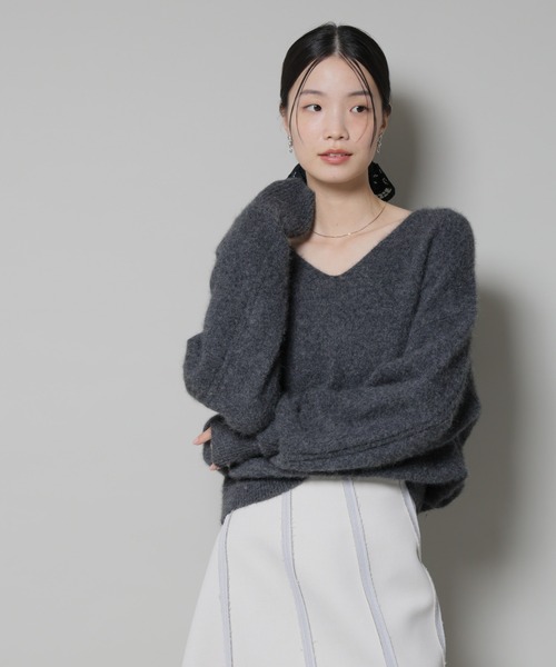 セール】ウォッシャブルフォックスVネックニットプルオーバー（ニット