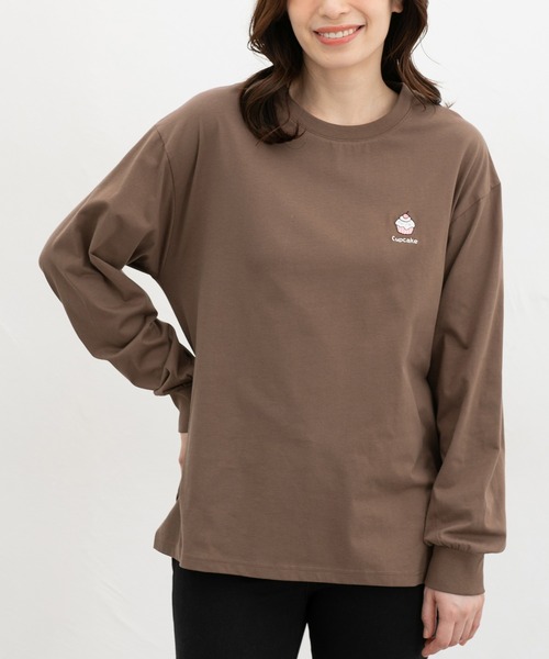 Honeys(ハニーズ)の「モチーフ刺繍Tシャツ(Tシャツ/カットソー・レディース・スミクロ/ミント/ブラウン/ベージュ/オフホワイト・L/S/M/SS)」の3枚目の写真