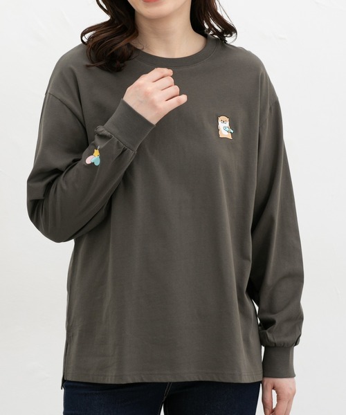 Honeys(ハニーズ)の「モチーフ刺繍Tシャツ(Tシャツ/カットソー・レディース・スミクロ/ミント/ブラウン/ベージュ/オフホワイト・L/S/M/SS)」の1枚目の写真