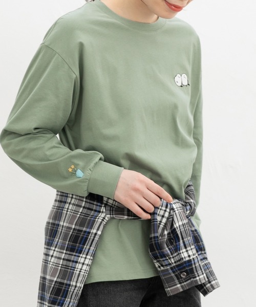 Honeys(ハニーズ)の「モチーフ刺繍Tシャツ(Tシャツ/カットソー・レディース・スミクロ/ミント/ブラウン/ベージュ/オフホワイト・L/S/M/SS)」の5枚目の写真