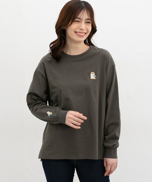 Honeys(ハニーズ)の「モチーフ刺繍Tシャツ(Tシャツ/カットソー・レディース・スミクロ/ミント/ブラウン/ベージュ/オフホワイト・L/S/M/SS)」の12枚目の写真