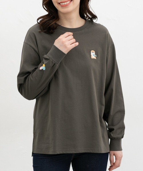 Honeys(ハニーズ)の「モチーフ刺繍Tシャツ(Tシャツ/カットソー・レディース・スミクロ/ミント/ブラウン/ベージュ/オフホワイト・L/S/M/SS)」の13枚目の写真