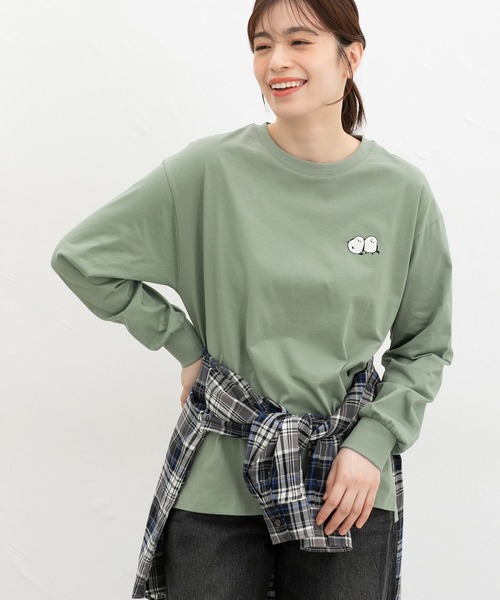 Honeys(ハニーズ)の「モチーフ刺繍Tシャツ(Tシャツ/カットソー・レディース・スミクロ/ミント/ブラウン/ベージュ/オフホワイト・L/S/M/SS)」の18枚目の写真