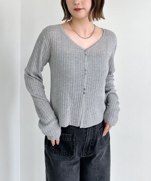 archives（アルシーヴ）の「ハリヌキリブシアーニットカーディガン（カーディガン/ボレロ・レディース・アイボリー/ブラック/グレー・MEDIUM）」の4枚目の写真