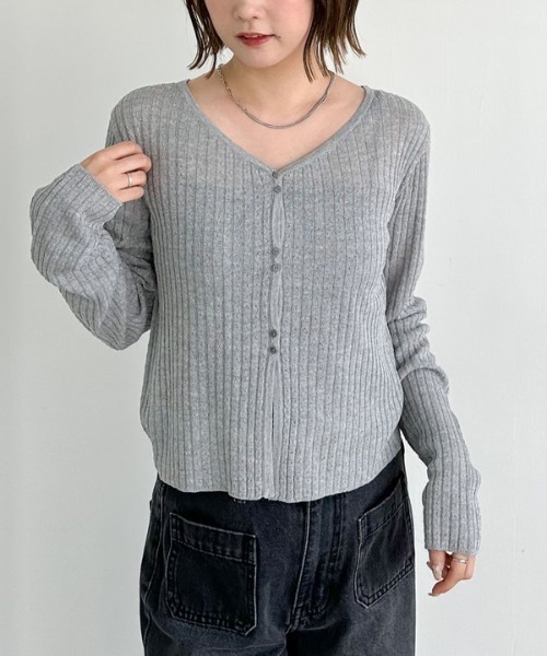 archives（アルシーヴ）の「ハリヌキリブシアーニットカーディガン（カーディガン/ボレロ・レディース・アイボリー/ブラック/グレー・MEDIUM）」の5枚目の写真