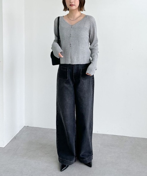 archives（アルシーヴ）の「ハリヌキリブシアーニットカーディガン（カーディガン/ボレロ・レディース・アイボリー/ブラック/グレー・MEDIUM）」の8枚目の写真