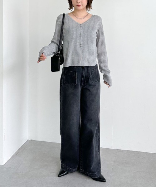 archives（アルシーヴ）の「ハリヌキリブシアーニットカーディガン（カーディガン/ボレロ・レディース・アイボリー/ブラック/グレー・MEDIUM）」の9枚目の写真