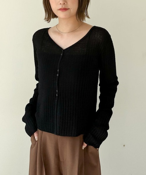 archives（アルシーヴ）の「ハリヌキリブシアーニットカーディガン（カーディガン/ボレロ・レディース・アイボリー/ブラック/グレー・MEDIUM）」の20枚目の写真