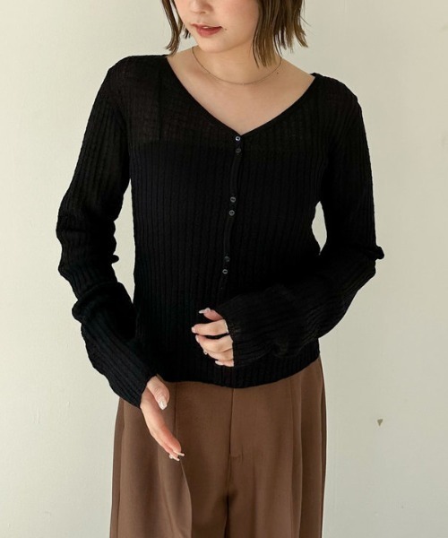 archives（アルシーヴ）の「ハリヌキリブシアーニットカーディガン（カーディガン/ボレロ・レディース・アイボリー/ブラック/グレー・MEDIUM）」の21枚目の写真