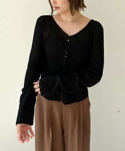 archives（アルシーヴ）の「ハリヌキリブシアーニットカーディガン（カーディガン/ボレロ・レディース・アイボリー/ブラック/グレー・MEDIUM）」の22枚目の写真