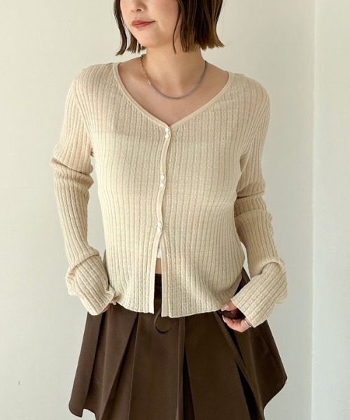 archives（アルシーヴ）の「ハリヌキリブシアーニットカーディガン（カーディガン/ボレロ・レディース・アイボリー/ブラック/グレー・MEDIUM）」の12枚目の写真