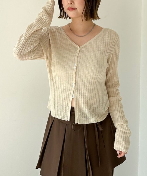 archives（アルシーヴ）の「ハリヌキリブシアーニットカーディガン（カーディガン/ボレロ・レディース・アイボリー/ブラック/グレー・MEDIUM）」の13枚目の写真