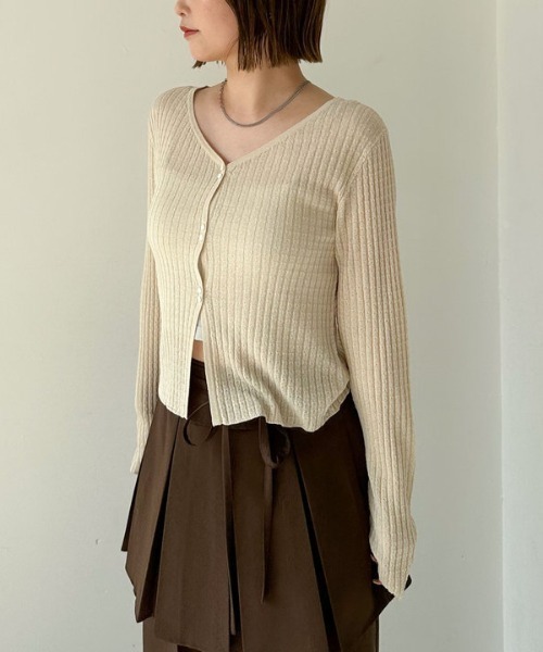archives（アルシーヴ）の「ハリヌキリブシアーニットカーディガン（カーディガン/ボレロ・レディース・アイボリー/ブラック/グレー・MEDIUM）」の14枚目の写真