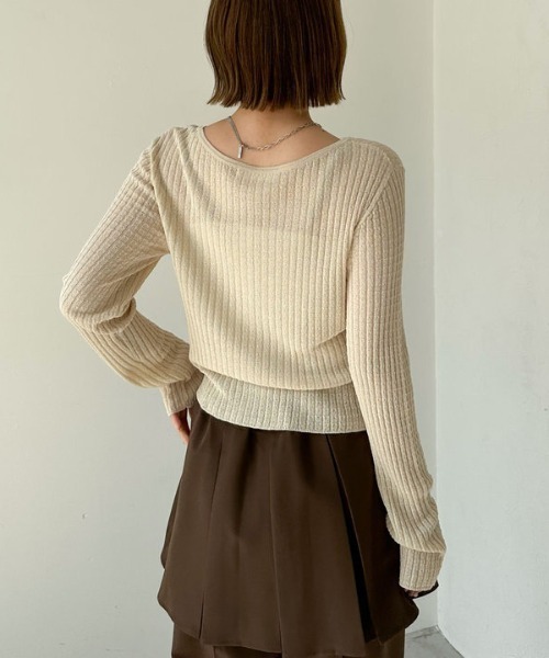 archives（アルシーヴ）の「ハリヌキリブシアーニットカーディガン（カーディガン/ボレロ・レディース・アイボリー/ブラック/グレー・MEDIUM）」の15枚目の写真