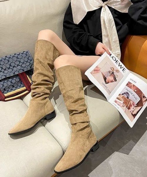 Ritzy（リッツィー）の「フェイクスウェード くしゅくしゅ ロングブーツ（ブーツ・レディース・ベージュ/ブラック・25/24.5/24/23.5/23）」の7枚目の写真