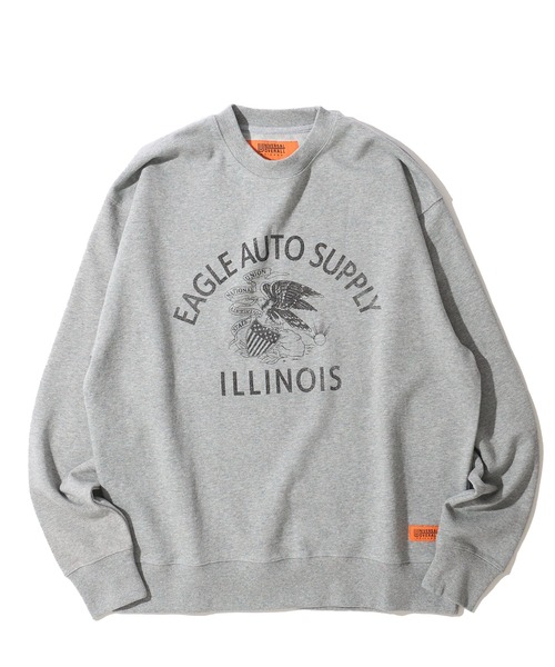 UNIVERSAL OVERALL(ユニバーサルオーバーオール)の「【UNIVERSAL OVERALL】CVC FLEECE GRAPHIC PRINT SWEAT PULLOVER / CVC裏毛 グラフィックプリント スウェットプルオーバー(スウェット・メンズ・オートミール/ミント/グレー・SMALL/MEDIUM/LARGE/X-LARGE)」の4枚目の写真