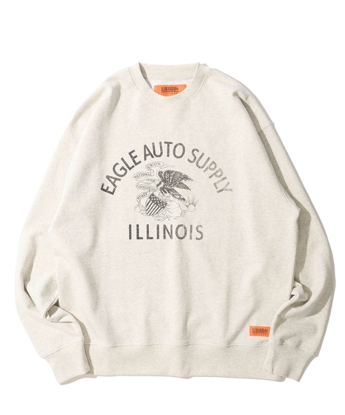 UNIVERSAL OVERALL(ユニバーサルオーバーオール)の「【UNIVERSAL OVERALL】CVC FLEECE GRAPHIC PRINT SWEAT PULLOVER / CVC裏毛 グラフィックプリント スウェットプルオーバー(スウェット・メンズ・オートミール/ミント/グレー・SMALL/MEDIUM/LARGE/X-LARGE)」の6枚目の写真