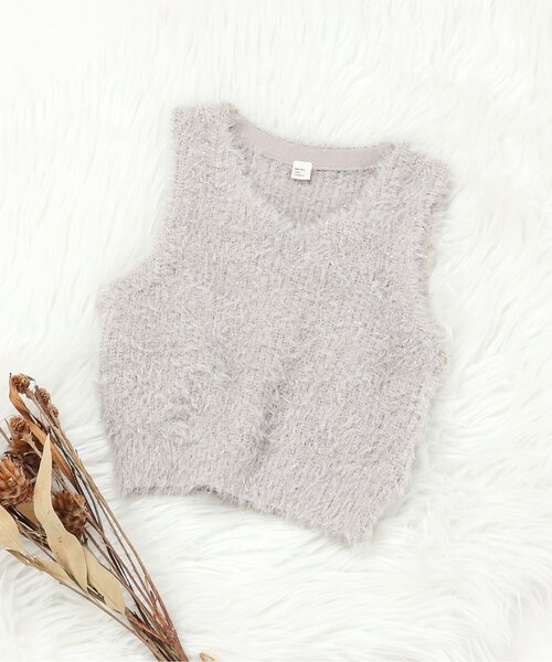 apres les cours（アプレレクール）の「【ジュニア対応】ラメシャギーニットベスト（ニット/セーター・キッズ・グレー・140/120/100）」の6枚目の写真