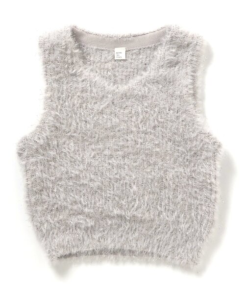 apres les cours（アプレレクール）の「【ジュニア対応】ラメシャギーニットベスト（ニット/セーター・キッズ・グレー・140/120/100）」の2枚目の写真