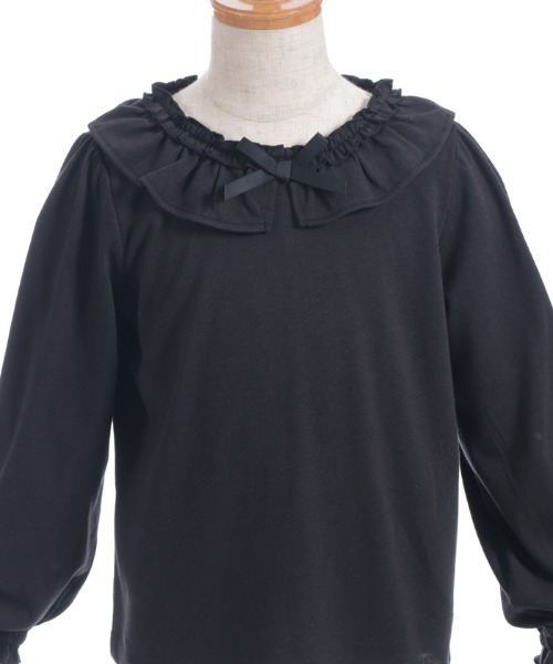 axes femme（アクシーズファム）の「リボン×フリルトップス（Tシャツ/カットソー・キッズ・ブラック/キナリ・LARGE/X-LARGE/MEDIUM）」の4枚目の写真
