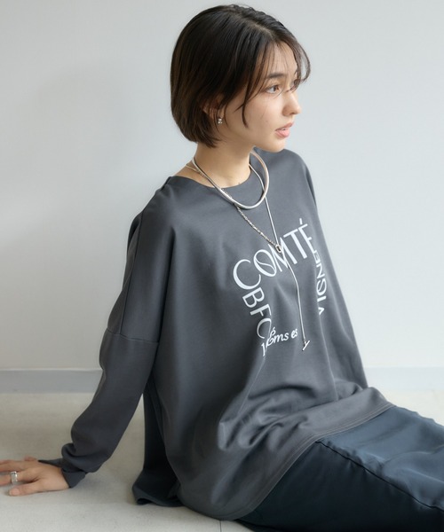 KATHARINE ROSS(キャサリンロス)の「【KATHARINE ROSS】COMTEポンチョロンT(Tシャツ/カットソー・レディース・チャコールグレー/オフホワイト/ネイビー・MEDIUM)」の3枚目の写真