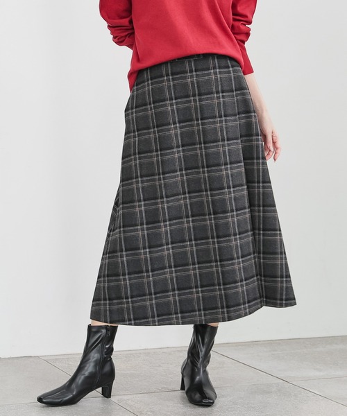 GLACIER lusso（グラシアルッソ）の「チェックラップ風スカート（スカート・レディース・グレー系その他/ベージュ系その他2/ベージュ系その他3・LL/S/M/L）」の9枚目の写真