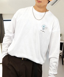 刺繍 ワンポイント グラフィック ロンT ロゴ ハート 黒ネコ フラワー 長袖 Tシャツ