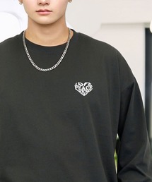 L'atelier（ラトリエ）の「刺繍 ワンポイント グラフィック ロンT ロゴ ハート 黒ネコ フラワー 長袖 Tシャツ（Tシャツ/カットソー）」