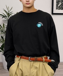 L'atelier（ラトリエ）の「刺繍 ワンポイント グラフィック ロンT ロゴ ハート 黒ネコ フラワー 長袖 Tシャツ（Tシャツ/カットソー）」