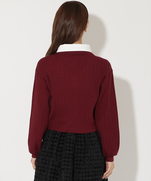 AND COUTURE(アンドクチュール)の「シャツ襟ケーブルニット(ニット/セーター・レディース・ブラック/ネイビー/ライトグレー/ボルドー・FREE)」の10枚目の写真