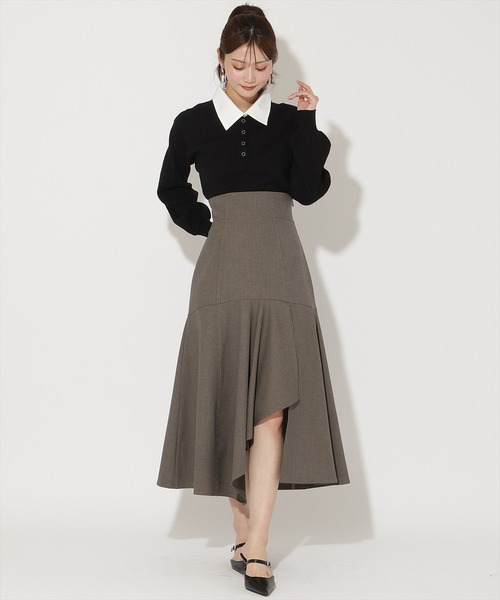 AND COUTURE(アンドクチュール)の「シャツ襟ケーブルニット(ニット/セーター・レディース・ブラック/ネイビー/ライトグレー/ボルドー・FREE)」の21枚目の写真