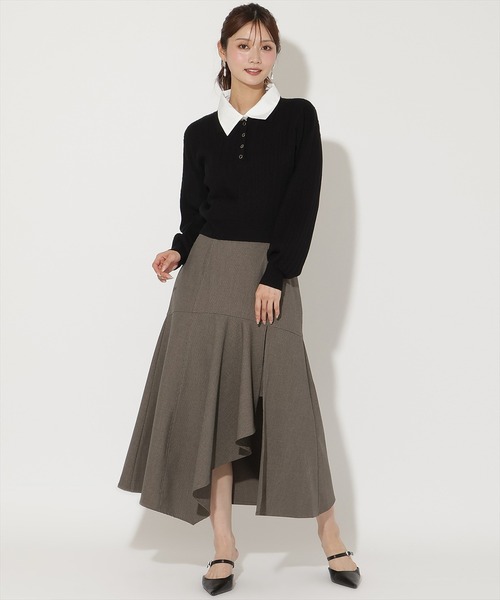 AND COUTURE(アンドクチュール)の「シャツ襟ケーブルニット(ニット/セーター・レディース・ブラック/ネイビー/ライトグレー/ボルドー・FREE)」の22枚目の写真