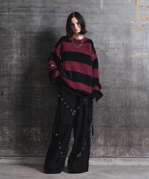 ERAR（エラー）の「【ERAR】ヴィンテージライクスプレー加工ベルトデザインギミックデニムカーゴパンツ（デニムパンツ・メンズ・ブラック/グレー・M/S/XL/L）」の13枚目の写真