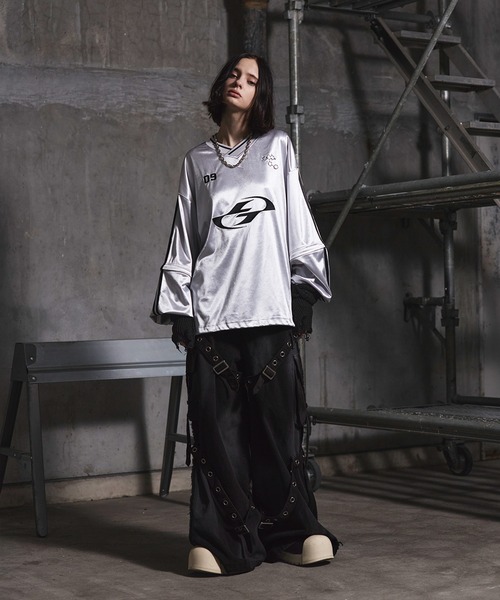 ERAR（エラー）の「【ERAR】ヴィンテージライクスプレー加工ベルトデザインギミックデニムカーゴパンツ（デニムパンツ・メンズ・ブラック/グレー・M/S/XL/L）」の22枚目の写真