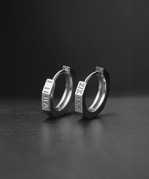 セール】【IZU】 ローマ数字刻印 フープピアス メンズ レディース ペア