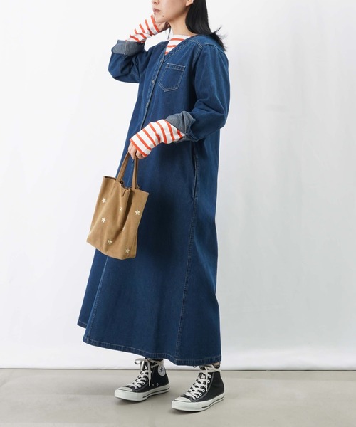 LUCA/LADY LUCK LUCA（ルカ/レディラックルカ）の「LC/LLL 前釦開きデニムワンピース（ワンピース・レディース・ネイビー/インディゴブルー・FREE）」の2枚目の写真