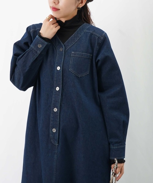 LUCA/LADY LUCK LUCA（ルカ/レディラックルカ）の「LC/LLL 前釦開きデニムワンピース（ワンピース・レディース・ネイビー/インディゴブルー・FREE）」の3枚目の写真
