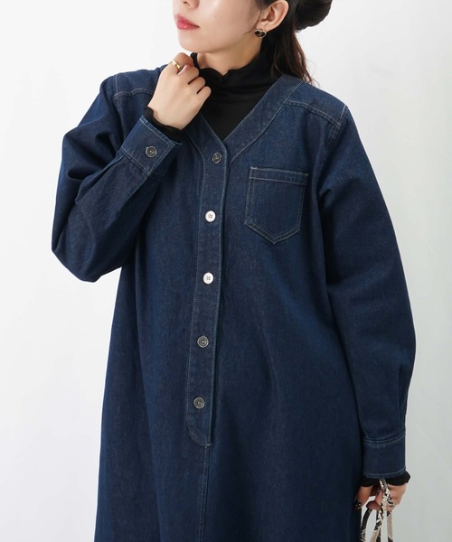 LUCA/LADY LUCK LUCA（ルカ/レディラックルカ）の「LC/LLL 前釦開きデニムワンピース（ワンピース・レディース・ネイビー/インディゴブルー・FREE）」の9枚目の写真
