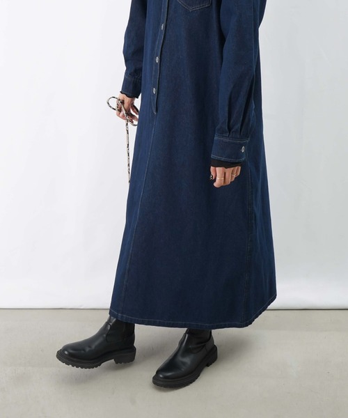 LUCA/LADY LUCK LUCA（ルカ/レディラックルカ）の「LC/LLL 前釦開きデニムワンピース（ワンピース・レディース・ネイビー/インディゴブルー・FREE）」の8枚目の写真