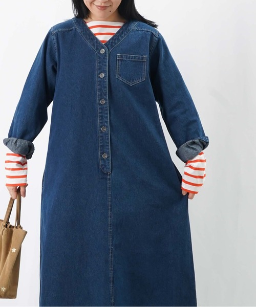 LUCA/LADY LUCK LUCA（ルカ/レディラックルカ）の「LC/LLL 前釦開きデニムワンピース（ワンピース・レディース・ネイビー/インディゴブルー・FREE）」の12枚目の写真