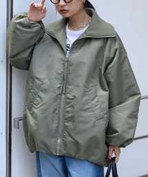 リブタートルオーバーサイズ 中綿ジップブルゾン