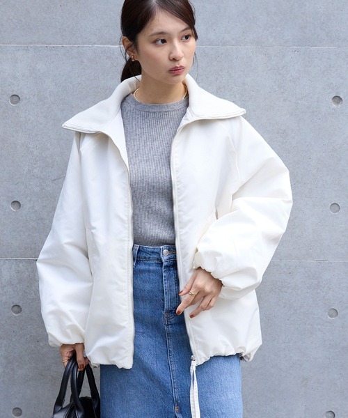 リブタートルオーバーサイズ 中綿ジップブルゾン MONO-MART│MONO-MART