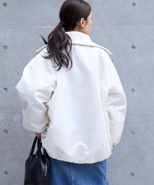 リブタートルオーバーサイズ 中綿ジップブルゾン MONO-MART│MONO-MART