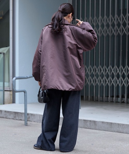 リブタートルオーバーサイズ 中綿ジップブルゾン（ブルゾン）｜MONO