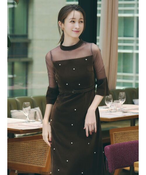 藤井サチコラボ】パールビジューベロアナロードレス（ドレス